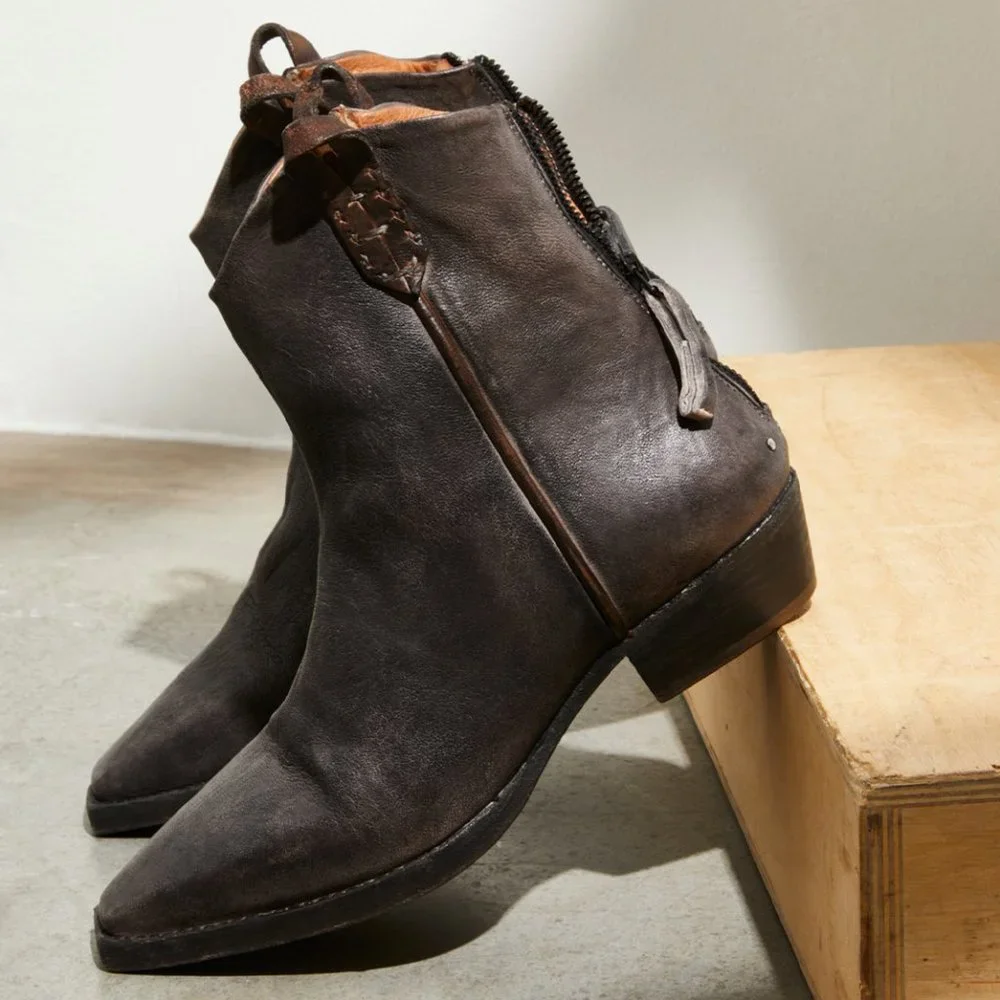 We The Free Wade Distressed Ankle Boots Washed Black Size EU 38 / US 8 - Picture 1 of 3